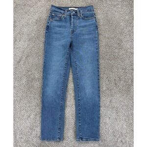 Levis Wedgie Jeans Womens 24 Blue Straight High Rise Love in the Mist Wash Denim